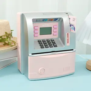 ATM Piggy Bank Convenient Interesting Kids ATM Machine Safe Talking ATM Piggy Bank Upgraded ATM Piggy Bank Digital Electronic Savings Safe Machine Box,Pink