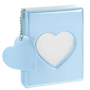 Heart-Shaped Hollow Kpop Photo Card BinderMini Album with 32 Pockets Portable CollectingBook for Kpop Fans Pink Decor Pastel DesignElegant Style