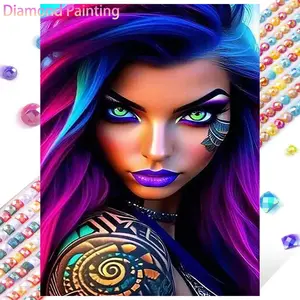 1pcs 5D DIY diamond painting kit, 5D diamond art kit, DIY decoration, colorful hair, spiral totem, sequin decoration. Diamond painting kit full round diamonds DIY, mosaic, diamond art, DIY home decoration, suitable for Halloween and Christmas.