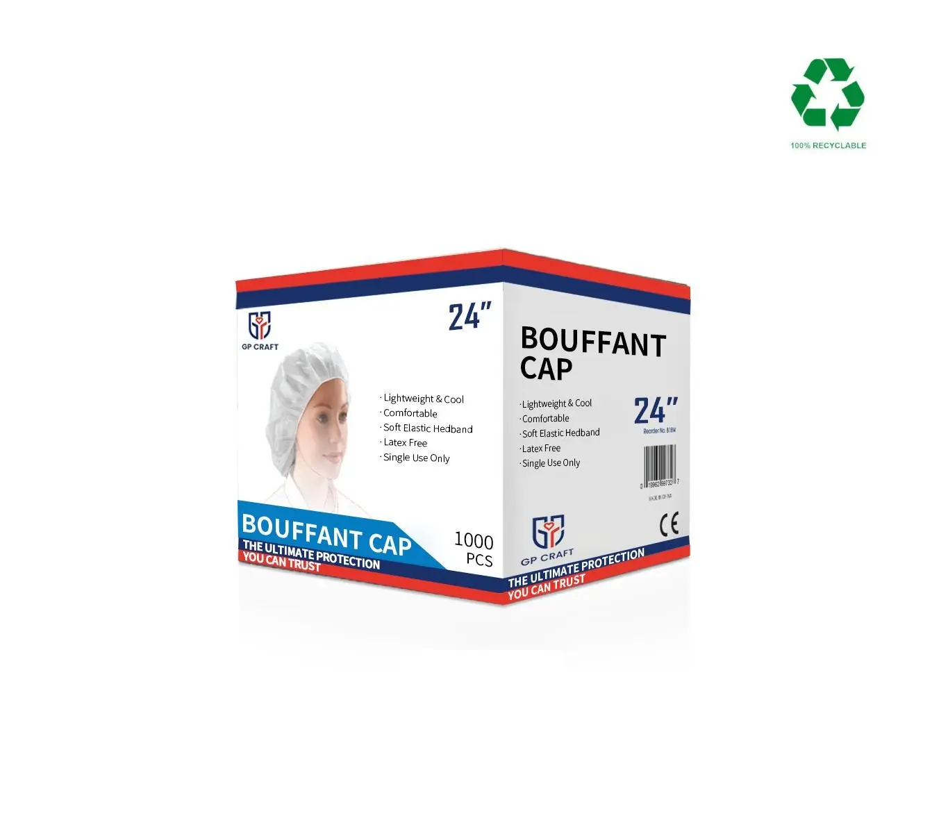 GP Craft Disposable Caps, 24 Inches Hair Nets for Women and Men, Polypropylene Non-Woven Hair Nets for Food Service Workers, Labs, Hospital, Salon, Kitchen