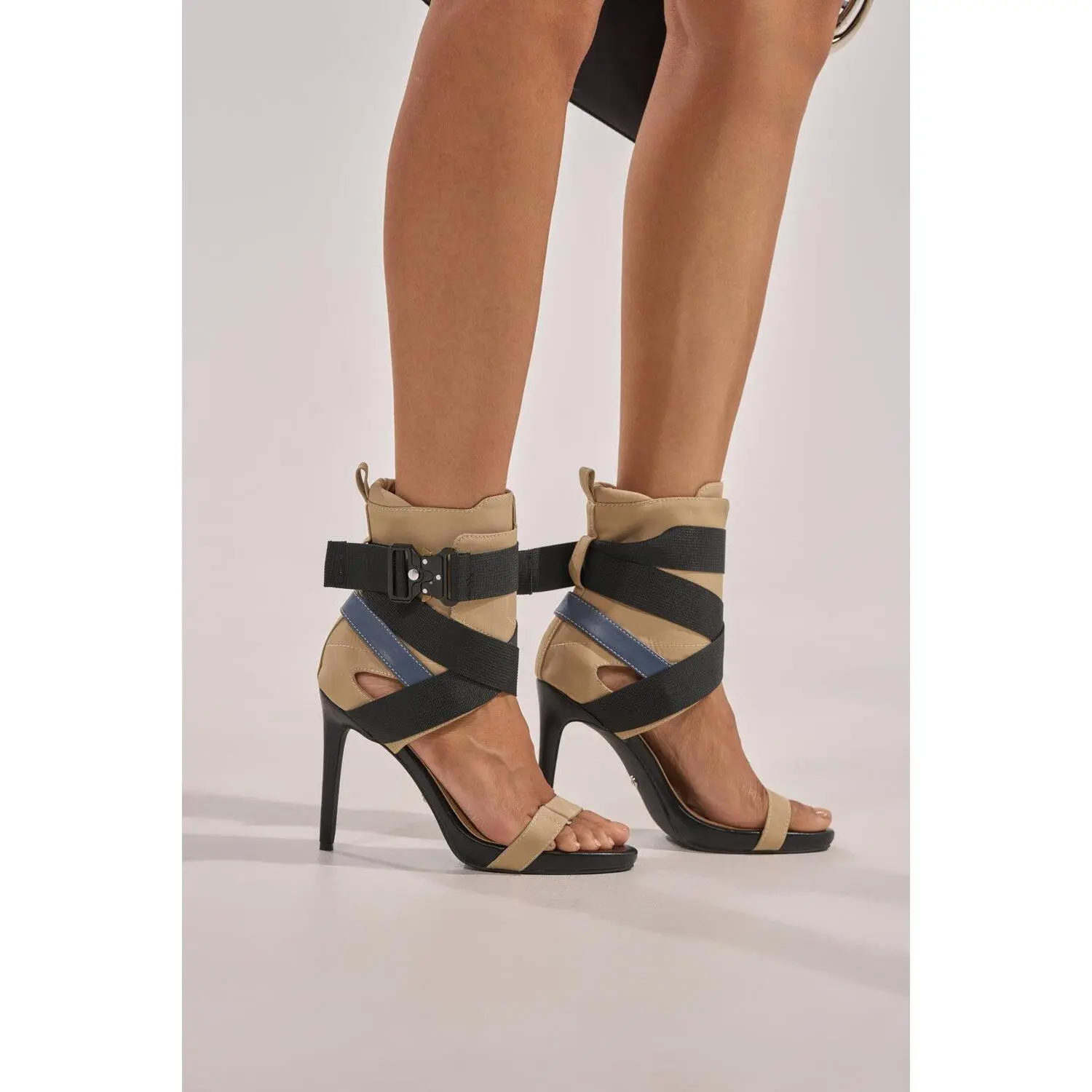 AZALEA WANG KIVA KHAKI STILETTO SPORTY SANDAL