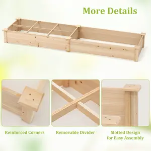 COSTWAY - Wooden Raised Garden Bed with 2 Planter Boxes and Dividers-Natural