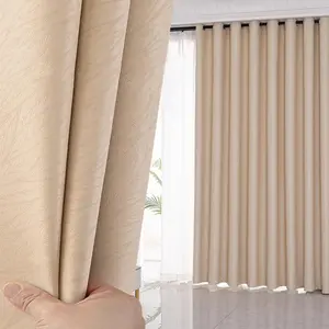 Solid Color Blackout Curtain, Modern Simple Floor Curtain, Heat Insulation & Noise Reduction Curtain, Home Decor for Living Room Bedroom