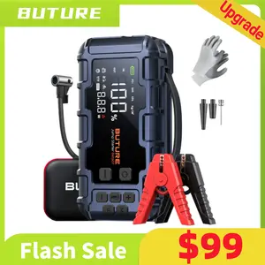 Buture 10-in-1 Portable Car Battery ultra-safe Jump Starter with Air Compressor 8000A 160PSI 45W Charger, Jump Starter Jump Box (All Gas 14L Diesel), Car Battery Jumper Starter Portable Jumper Cables, Gloves, Lights,Christmas,gift