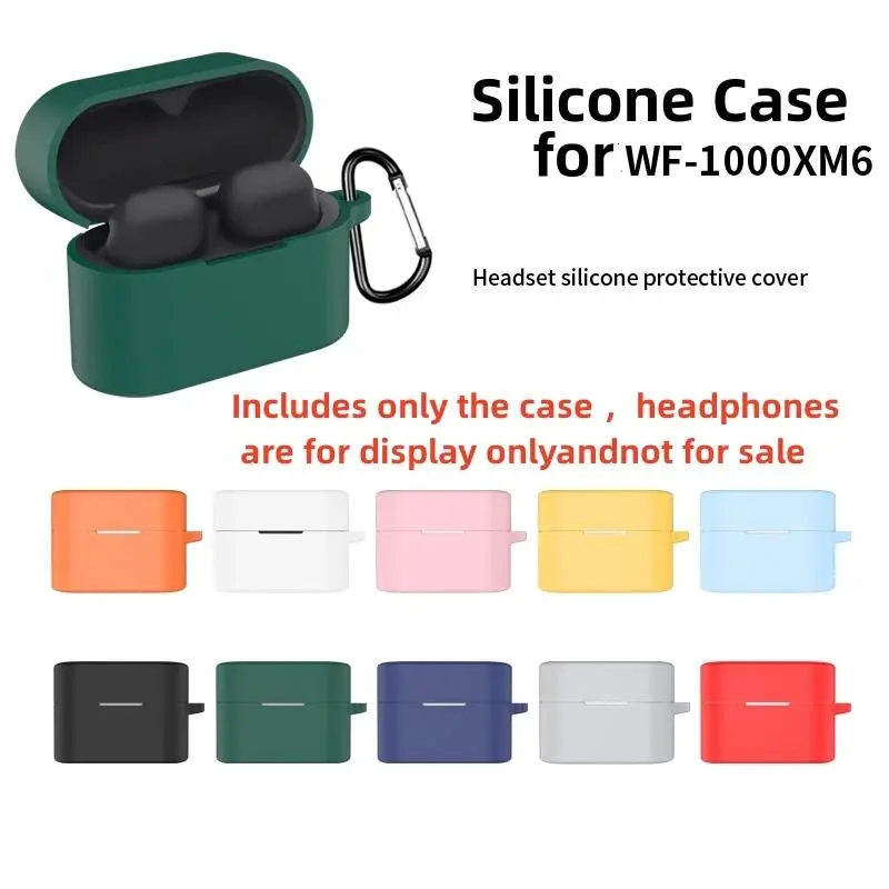 Cases For Sony WF-1000XM6 xm6 Case Bluetooth Headset Protective Case Silicone Soft Cover Charging Storage Bag With Hook Funda