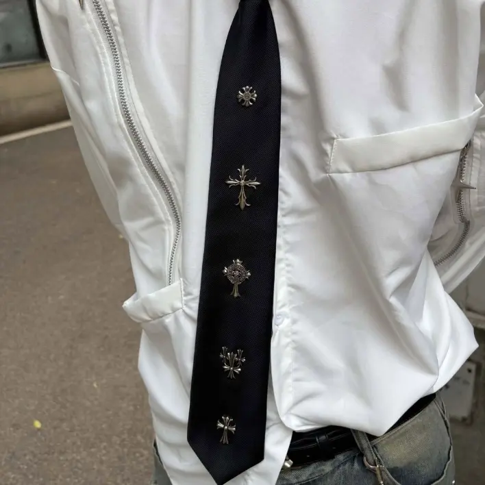 Stylish Dark Punk Cross Tie for Men and Women, High-End Decorative Accessories for Shirts and Bow Ties