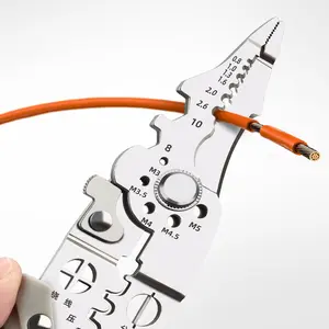 Multifunctional 9 in 1 Wire Stripping Pliers Heavy Duty Electrical Cutting Crimping Tool Labor Saving Ergonomic Grip High Hardness Electrician Repair Accessories for Household Factory Industrial Maintenance Work