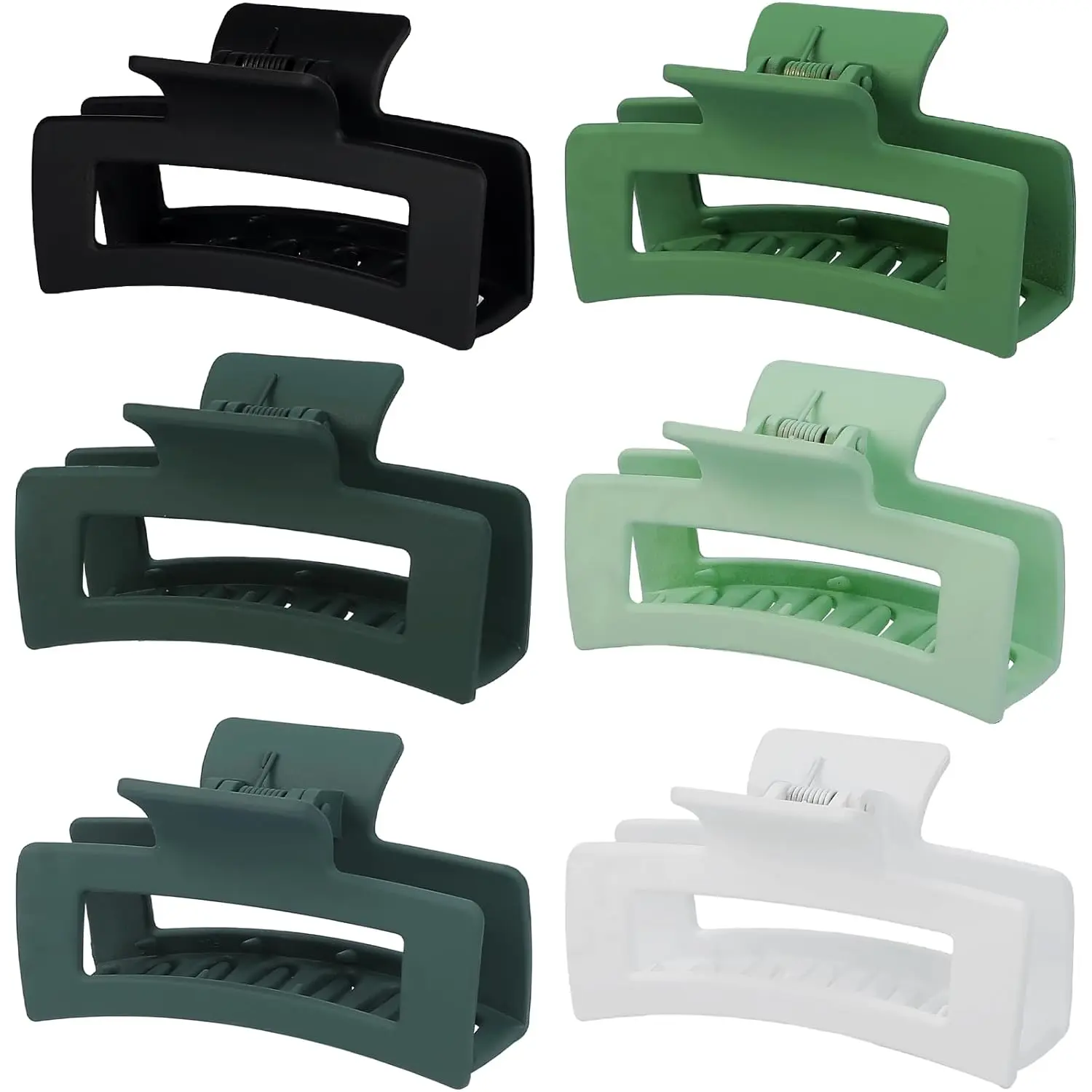 3.5 Inch Medium Hair Claw Clips 6 Pack Hair Clips for Women Square Rectangle Claw for Hair Banana Jaw Clips Hair Accessories for Girls (Green)
