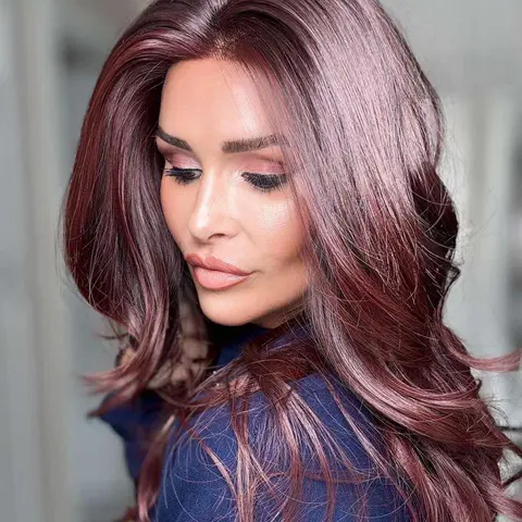 IMstyle Scarlett Cherry Cola Red Burgundy Layer cut Natural Wavy Low Density Glueless 13*4 Free Parting Lace Front Syntehtic Wig for Daily Wear