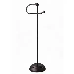 Freestanding Toilet Paper Holder Stand, Matte Black Bathroom Toilet Paper Roll Dispenser with Weighted Non-Slip Base, No Drilling Damage-Free Paper Organizer for Renters, Rustproof Metal Bathroom Storage, 23.6" Tall