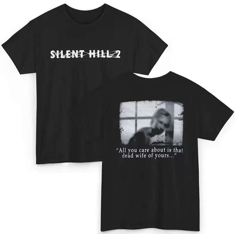 Silent Hill 2 Double-Sided Graphic T-Shirt, Retro Horror Game Tee, Psychological Horror Shirt, Gamer Streetwear, Unisex Vintage Gaming Apparel