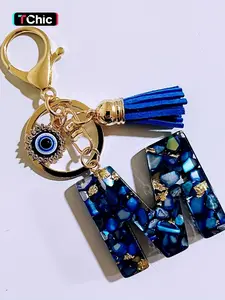 Fashionable Evil Eye Design Keychain, Pendant Keychain, Stylish Letter Decor Keychain for Women & Ladies, Keychain Jewelry, Perfect Everyday Accessory & Thoughtful Gift