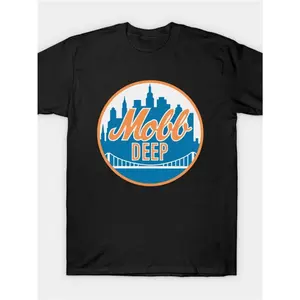 Mobb Deep Queens New York Men'S Graphic Tee - Black Urban Streetwear Tee with Vibrant Skyline Design, Regular Fit Casual Summer Shirt, Machine Washable Hip Hop Style Apparel, Hip Hop Tee