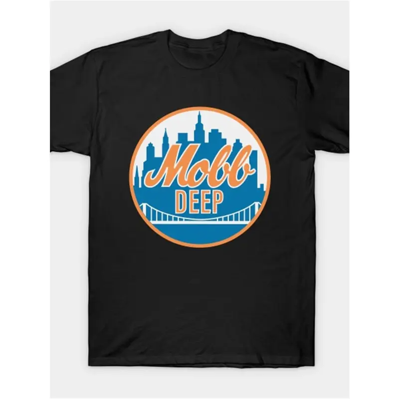 Mobb Deep Queens New York Men's Short-Sleeve Cotton Crew Neck Graphic Tshirt - Black Regular Fit, Vibrant Skyline Design, Stretch All Seasons Casual Shirt, Machine Washable Urban Streetwear Menswear