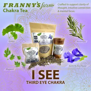 Franny’s Farm Chakra Tea (Loose Leaf) "I SEE" Vision Beyond Third Eye Chakra Blend for Clarity Intuitive Connection & Mental Focus Herbal