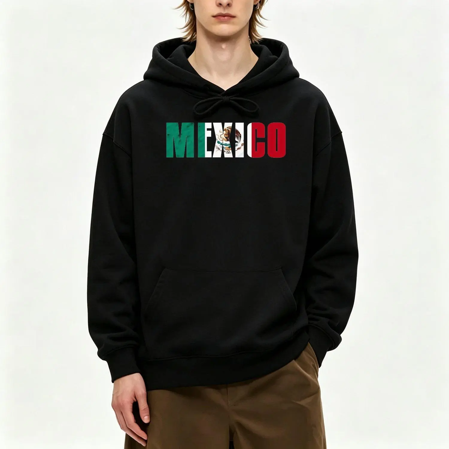 Men's Hoodie Trendy Stylish Comfortable Casual Easy Wear Hooded Zip Up Mexican Flag Pattern And MEXICO Lettering Design Suitable For Daily Use And Outdoor Activities