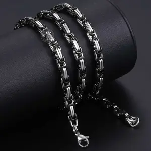 5mm Mens Byzantine Box Stainless Steel Necklace Chain Fashion Gifts