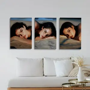 2D Flat, 3pcs Custom Photo Print Canvas Wall Art - Personalized Picture Frames Suitable for, Bedroom, Decor, Vertical Wrapped Canvas for / Use, Photo Collage Gift for Mother's Day, Father's Day, Valentine's Day, whimsical home,Wall art.