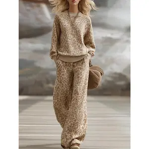 Light Brown Leopard Suit for Women |   Loose Version, Suitable for Daily Going Out And Social Occasions