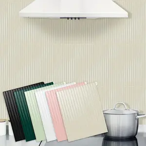 10pcs 3D Vertical Stripe Design Wall Tile Stickers 3D Self-adhesive Decorative Wallpaper Tiling DIY for Kitchen Bathroom Tailgate Bathroom