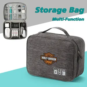 Motorcycle Car Logo Travel Cable Digital Electronic Storage Bag For Harley Davidson PA1250 Softail Sportster VRSC Touring X48 883 1200