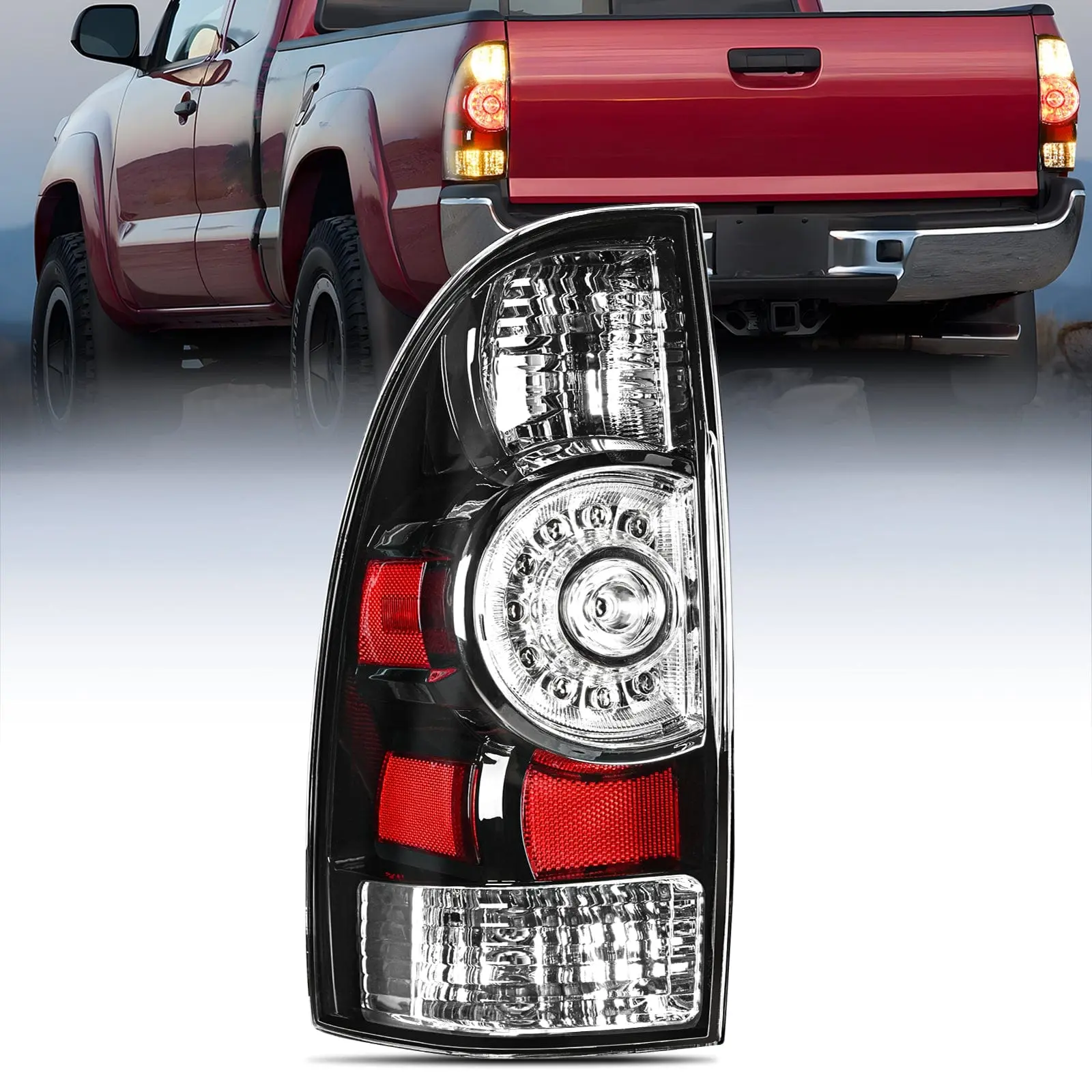 Nilight Automotive LED Taillight Assembly - Black Housing, Passenger Side, High-Impact Lens, Plug-In Easy, Accessories for Car, Compatible with Toyota Tacoma 2005-2015 Rear Tail Light Replacement, Car Accessories