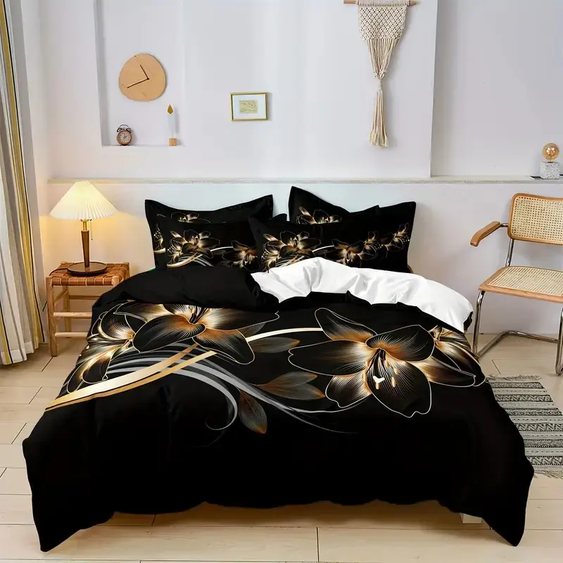 Flower Bedding Set, Duvet Cover and Sheet Set, Soft Comfortable Bedroom Linen, Perfect for Home Decor
