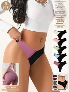 Women's of 5, Low Waist Thong Underwear Breathable Seamless Knicker for Fall Winter, Sexy Fashion Slim-Fitting Lingerie, Daily Wear
