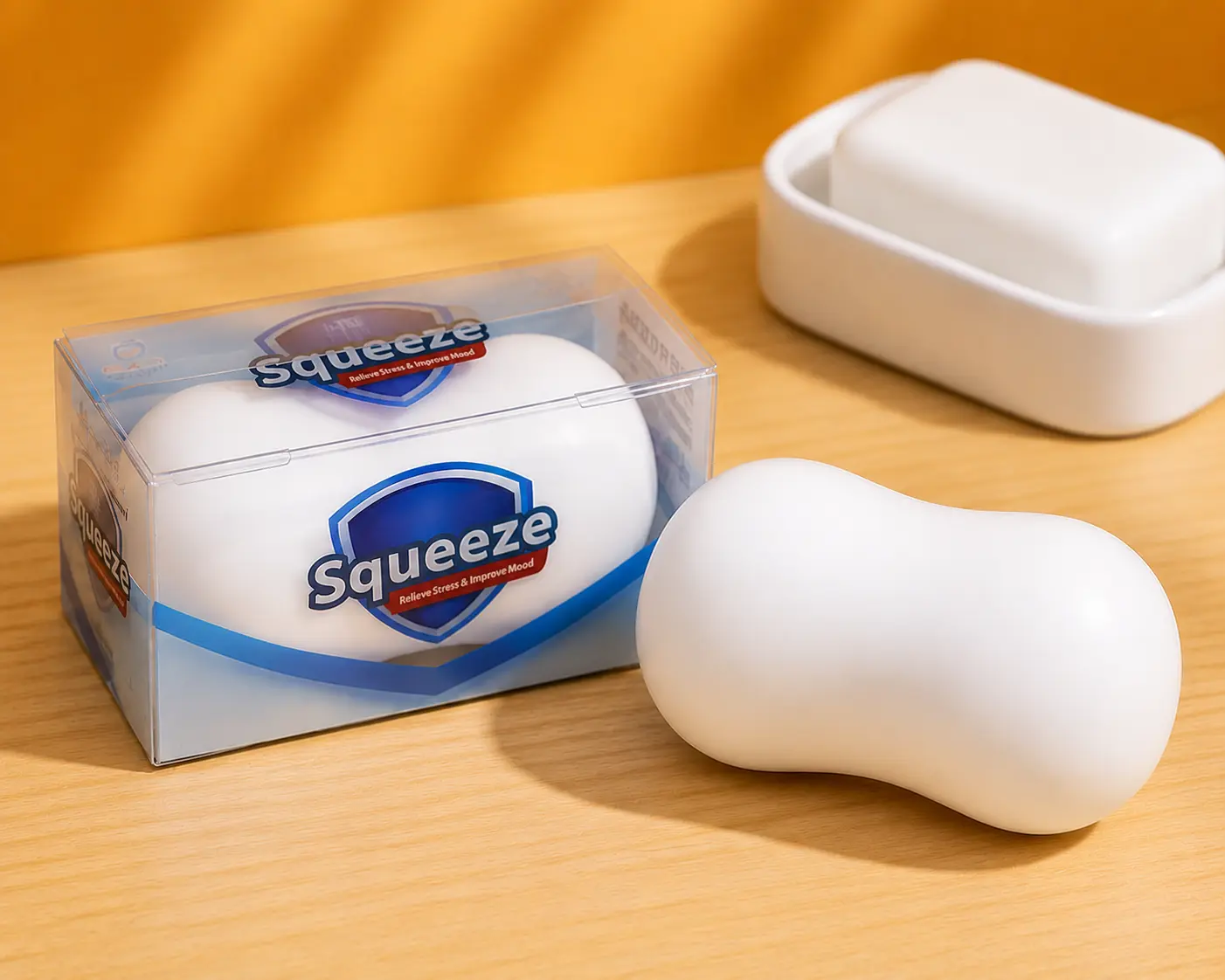 Crunchy Squishy Soap - Realistic Fake Soap Squeeze Toy, Slow Rebound Stress & Anxiety Relief Fidget Toy, Funny Prank Gift for Adults