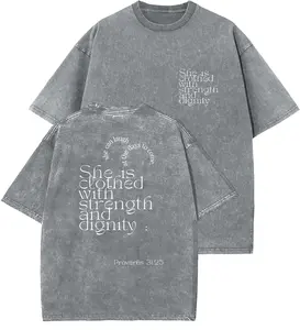 Proverbs 31_25 Unisex Washed T-Shirt, Christian t shirts, Vintage 90s Graphic Tee, Gift Top Womenswear Cotton