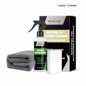 Car Interior Cleaning Kit (120ML+towel+sponge), Stain Removal, Gloss Enhancement, Dust Proof, Soft Seat Care, 1 Unit