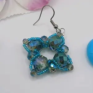 Gemstone and Glass Bead Dangle Earrings for Women