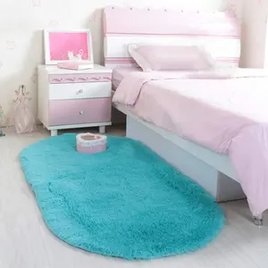 Soft Fuzzy Rugs for Living Room 24x16In Washable Living Room Rugs Carpet Small Modern Dorm Rug Oval Memory Foam Bath Bathroom Bedroom Floor Shower Mat Rug for Living Room Bedroom,Blue