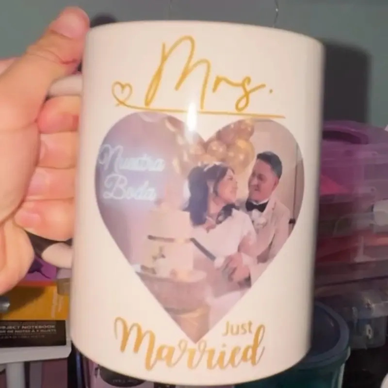 Just Married Coffee Mug with  Design Personalized Wedding Gift for Newlyweds