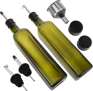 Style Glass Oil Dispenser Olive Bottle Kitchen Condiment Organization Glass and Kitchen Essential