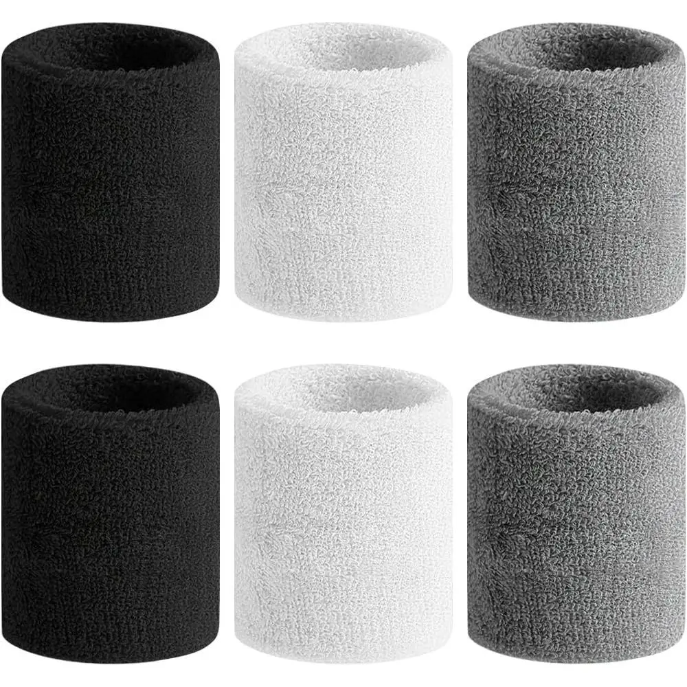 Premium Cotton Sweat Wristbands - Universal, Moisture-Wicking, Absorbent Sports Sweat, Stretchable 3.0 Inches Normal Length Band for Men, Basketball, Gym Workouts