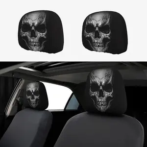 2pcs Set of Cartoon Pattern Car Headrest Cover, Universal Car Seat Headrest Protector Cover, Car Interior Accessories for Women & Men, Perfect for Halloween/Christmas Holiday Decor, Funny Design, Car Interior Decoration