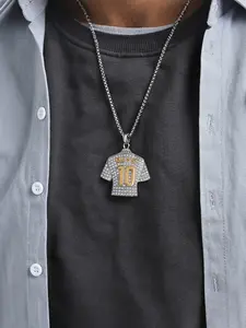 1pc Alloy Rhinestone Football Number 10 Jersey Pendant Fashion Necklace, Hip Hop Ball Chain, Daily Wear & Sports Accessory, World Cup Jewelry