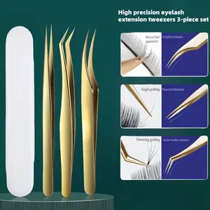 Professional Lash Extension Tweezers - Heavy-duty stainless steel with a beveled tip designed for precise gripping for lash extension, lifting, curling and eyebrow shaping - no batteries required, durable beauty tool, ergonomic grip