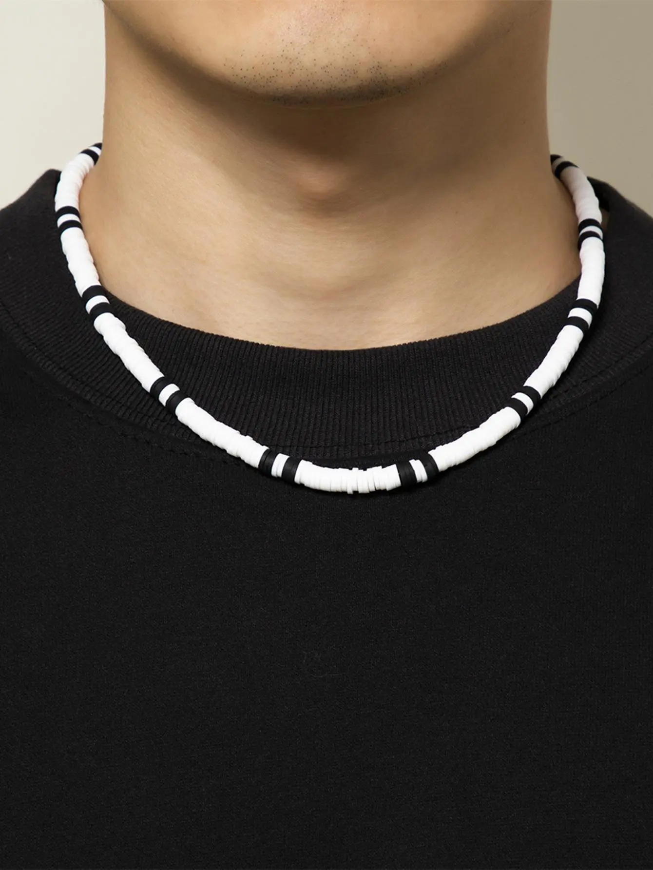 1 Piece Men's Simple Colorblock Beaded Choker, Casual Trendy Stainless Steel Jewelry, Elegant All-match Fashionable Accessory for Daily Wear