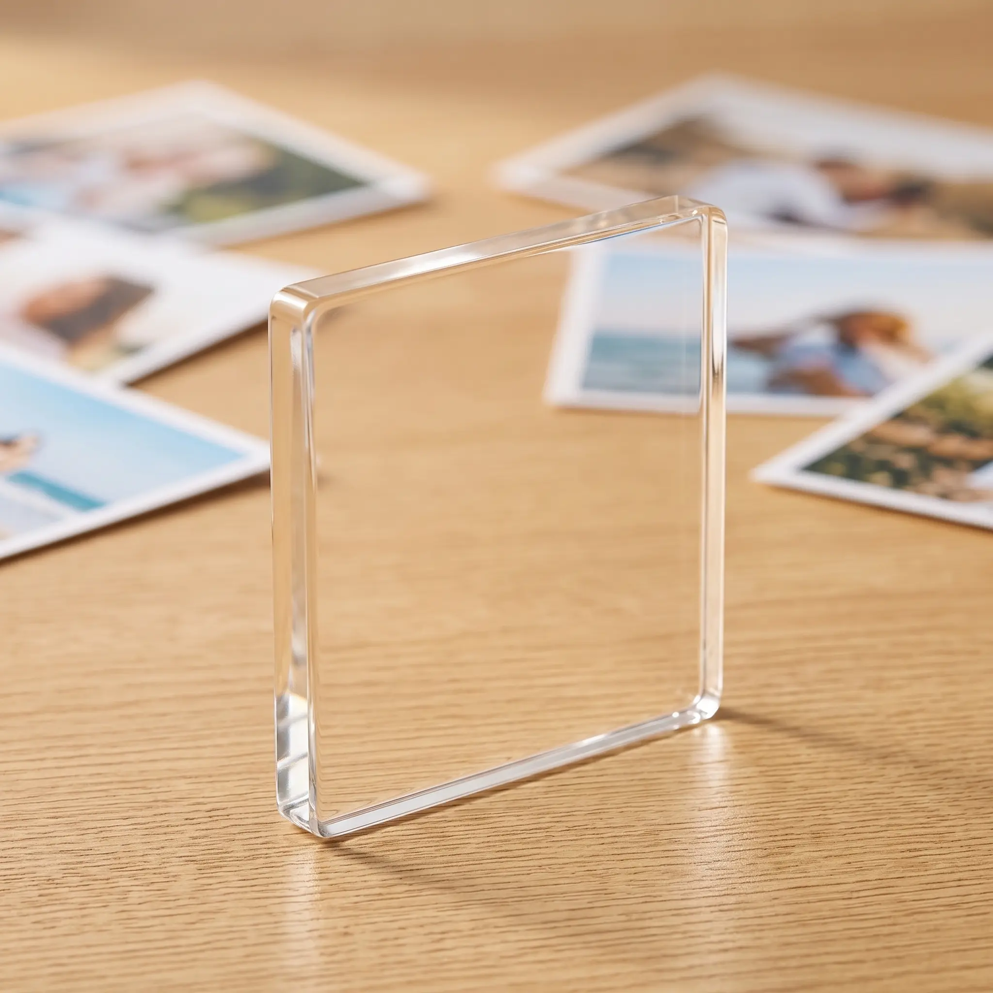 10-Pack Transparent Acrylic DIY Fridge Magnet Kit, 0.19" Thick Rounded Square with Self-Adhesive Soft Magnetic Backing, 2x2 Inch for Photos, Artwork & Personalized Home/Office Decor