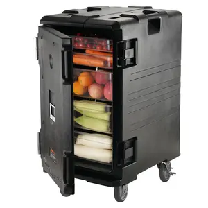 【Father's Day】VEVOR Insulated Food Pan Carrier,  , 109 Qt Hot Box for Catering, LLDPE Food Box Carrier with Double Buckles, Front Loading Food Warmer with Handles, End Loader with Wheels for Restaurant, Canteen, etc.