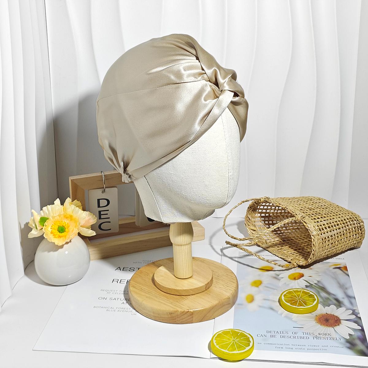 Shower cap - 19 Momme 100% Mulberry Silk - Women's silk bonnet for Hair Care, Highest Silk Hair wrap for Sleeping with Premium Elastic, heatless curls  Shower