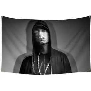 A piece of Eminem printed tapestry, modern black and white design,  perfect for man cave, dorm decor or outdoor party supplies Decoration Home Textile