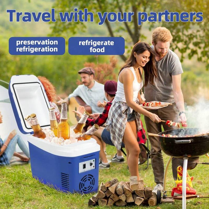 Blue 7L Skincare Mini Fridge With Floral Accents Design, Adjustable Strap & Dual-Temp Control - Perfect Gift To Store Cosmetics/Cans (Holds 9 Drinks)