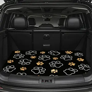 1pc Fit Car Trunk Mat with Black/Golden Paw Print & White Line Trim - Heavy-Duty Non-Slip SUV/Cargo Liner, All-Weather Protection, Pet-Friendly Vehicle Floor Protector for Trucks, Sedans, (for, for, GM