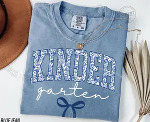 Comfort Colors® Kindergarten Teacher Shirt, Toile de Jouy Kindergarten TShirt, Appreciation Gift for Teacher, Elementary School Teaching Tee