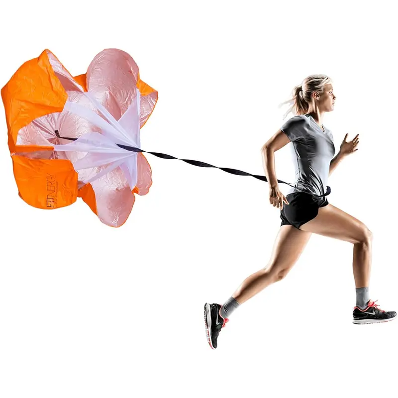 Running Resistance Parachute Durable 56" Orange Speed Sprint Training Chute - Free Carrying Bag - Maximize & Explosive Acceleration Soccer Football Agility Ladder Speed