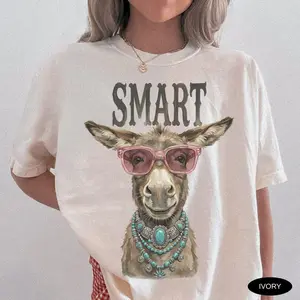 Smart Donkey Shirt Comfort Colors Tee Women Sarcastic T-Shirt Donkey Graphic Tee Viral Meme T Shirt