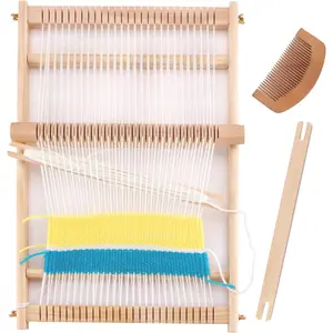 Weaving Loom Kit, 15.2" H x 9.85" W Wooden Tapestry Looms, Warp Frame Loom Heddle Bar for Weave Board Weaver Tapestry Kids Beginner